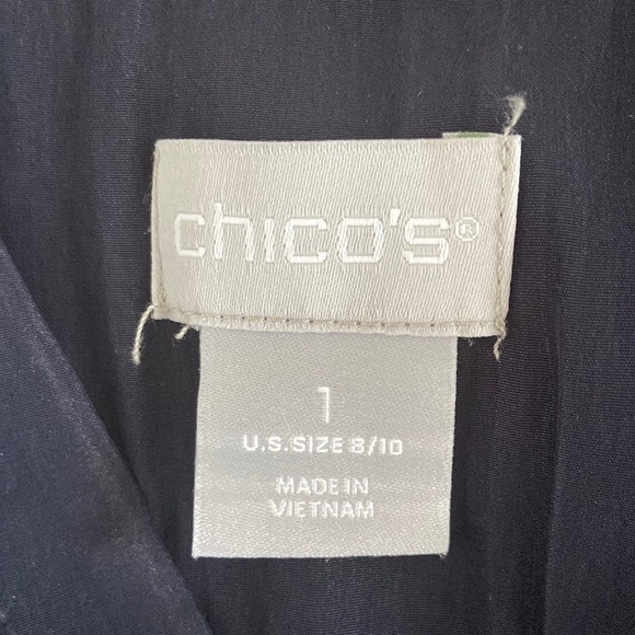 Chicos dark navy blue v neck silky blouse size 1 - Picture 3 of 4